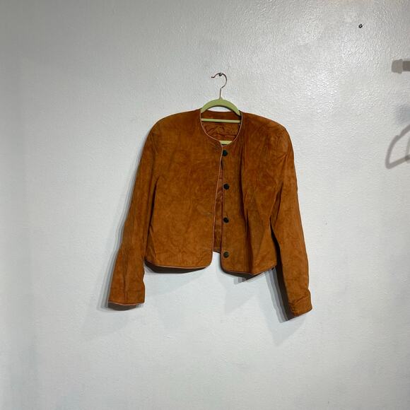 Lord & Taylor Camel Vintage Suede Leather Jacket Sz 10 - Picture 14 of 15